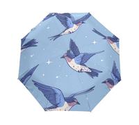 Hirondelles Bleues Oiseau Animal Parapluie Pliant Enfant Garçons Filles Automatique Protection UV Parapluies Coupe-Vent pour Voyager