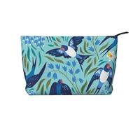 Hirondelles en vol Fleurs de Printemps,Trousse de Toilette en Velours côtelé, Trousse de Maquillage Portable pour Les Voyages