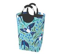 Hirondelles volantes Fleurs de printemps,Panier à linge pliable, grand bac de rangement résistant avec poignées, 50 L