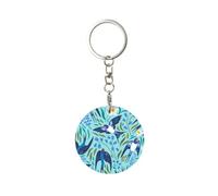 Hirondelles volantes Fleurs de printemps, Porte-clés rond en métal, Porte-clés en métal Porte-clés Porte-anneau Organisateur 1 pièce