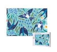 Hirondelles Volantes Fleurs de Printemps,Puzzle Familial en Bois de 1 000 pièces pour Adultes et Adolescents, décoration d'intérieur