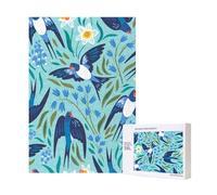 Hirondelles Volantes Fleurs de Printemps,Puzzle Familial en Bois de 300 pièces pour Adultes et Adolescents