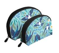 Hirondelles Volantes Fleurs de Printemps, Trousse de Maquillage Coquille Femme Petit Porte-Monnaie Trousse de Toilette Trousse à cosmétiques 2 pièces