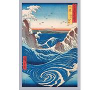 Hiroshige - Poster - Naruto - Jacuzzi + cadre amovible, Shinsuke® Maxi MDF argenté, vitre acrylique