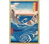 Hiroshige - Poster - Naruto - Jacuzzi + cadre amovible, Shinsuke® Maxi MDF hêtre, vitre acrylique