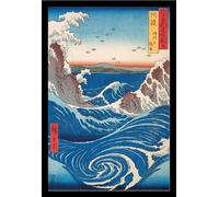 Hiroshige - Poster - Naruto - Jacuzzi + cadre amovible, Shinsuke® Maxi MDF noir, vitre acrylique