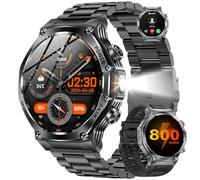 HIRREO Militaire Montre Connectée Homme avec Appel 800 mAh 900Heures Batterie Lampe Torche IP68 Étanche Montre Intelligente avec 1.75'' Écran Tactile 110+ Modes Sportifs Android/iOS