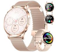 HIRREO Montre Connectée Femme Léger avec Petit Écran Courbé AMOLED Appel Rappel Messages IP68 Imperméable Android iOS 100+ Modes Sportifs Fréquence Cardiaque/Podómetro/Calculateur Smartwatch Homme