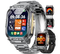 HIRREO TX12 Montre Connectée Homme, 900 mAh Batterie/LED Lampe/2.01'' HD Écran Rectangle Montre pour Homme, 100+ Modes Sport/Sommeil/Appel Bluetooth/IP68 Étanche Smart Watch pour Android iOS