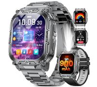HIRREO TX12 Montre Connectée Homme, 900 mAh Batterie/LED Lampe Smartwatch avec Appel Bluetooth, 2.01'' HD Rectangle Écran/100+ Modes Sport/Sommeil/IP68 Étanche Montre Connectée pour Android iOS