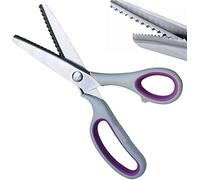 HirrWill Ciseaux crantés pour tissu ultra tranchants pour gaucher avec poignée en acier inoxydable - Ciseaux de couture professionnels en zigzag (beige et violet)