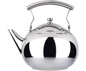 HirrWill Théière 2L avec infuseur, bouilloire inox, 8 tasses induction, faire bouillir eau chaude, finition miroir, 2,1L
