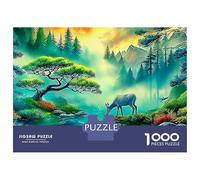 Hirsch 1000 Pièces Puzzle Unique Jeu Cadeau Unique Pinienwald Fantasy Puzzles Jouets De Difficiles pour La Famille 38x26cm/1000pcs