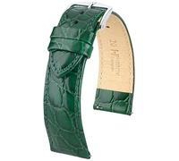HIRSCH bracelet de montre Crocograin M - cuir de veau brillant - gaufrage crocodile - femme/homme - Vert - 20 mm