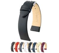 HIRSCH Bracelet de montre en cuir véritable avec boucle à dégagement rapide et en acier inoxydable - Doux, flexible et confortable - Plusieurs couleurs et tailles - Toronto, Boucle noire et argentée