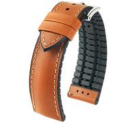 HIRSCH Bracelet de montre James L - italien Cuir de veau - sportif/respirant, Brun Doré, 22 mm, Bracelet,Classique