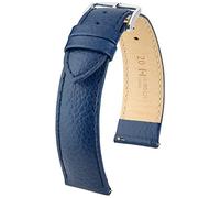 HIRSCH bracelet de montre Kansas L - cuir de veau véritable - embossage buffle - femmes/hommes - bleu - 22 mm