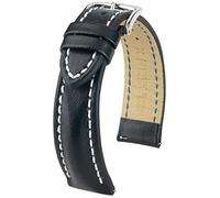 HIRSCH Bracelet montre veau lourd L - cuir de veau italien - classique/élégant - pour femmes et hommes - noir - 20 mm