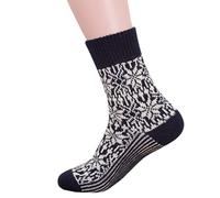 Hirsch Chaussettes mi-mollet 100 % pure laine avec un motif norvégien à étoiles 2 Couleurs au choix - - 38