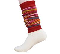 Hirsch Natur, Jambières chauffantes, 100 % laine (biologique), Rouge/frette, taille unique