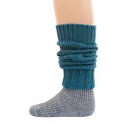 Hirsch Natur, Jambières en laine mérinos épaisse pour enfant, 100 % laine vierge (biologique), pétrole, taille unique
