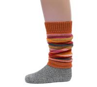 Hirsch Natur, Jambières épaisses pour enfant - 100 % laine (kbT) - Taille unique (1 à 6 ans), Orange à rayures, One Size (1-6 Jahre)