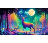 Hirsch Puzzle 1000 pièces Cadeau Unique Jeu éduKatzeif Challenge Toy de qualité supérieure Peinture Art pour Adultes et Enfants 38x52cm/1000pcs