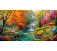 Hirsch Puzzle 1000 Pieces Cadeau Unique Jeu éduKatzeif Challenge Toy de qualité supérieure Peinture Art pour Adultes et Enfants à partir de 12 Ans 38x26cm/1000pcs