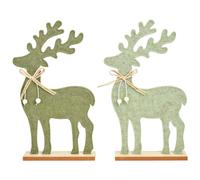 Hirsch - Set de décoration en feutre - Décoration de Noël pour l'intérieur - Cerf en feutre avec socle en bois - Belle décoration de Noël de style scandinave - 31 cm - Décoration en feutre vert comme