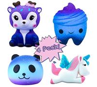 hirsrian Jouets spongieux à reprise lente pour soulager le stress et soulager le stress avec dents de cerf, panda, licorne pour enfants et adultes