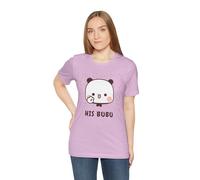 His Bubu T-shirt unisexe avec motif visage heureux avec fond cœur - Design adorable pour vos proches, Lilas, M