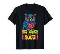 His Grace is Enough - Vintage Colorful Owl Christian Faith T-Shirt