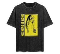 His Hero is Gone American Hardcore Punk Art Summer Casual Tee Short Sleeve Crew Neck Cotton Tops Unisex Washed Vintage T-Shirt Black L