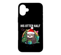 His Otter Bonnet de Père Noël pour Couple Joyeux Noël Coque pour iPhone 16 Plus