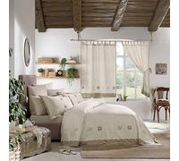 Hisar Home Parure de lit Stanley Hamilton Hisar Cottage Collection Parure de lit avec Housse de Couette et taies d'oreiller (lit Simple/Double/King Size et Super King Size), Camel/Lin., Double