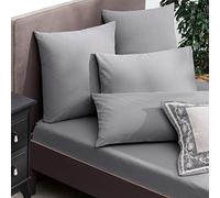 Hisar Home Stanley Hamilton Hisar Cottage Collection Drap-Housse uni 300 Fils 100 % Coton égyptien de qualité (lit Simple/Double/King Size et Super King Size), Gris/Lin., Super King Size