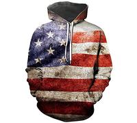Hisayhe Sweat à capuche à manches longues avec motif drapeau américain pour homme et femme, Couleur 3., Medium