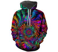Hisayhe Sweat à capuche fantaisie psychédélique pour homme, Multicolore., Large
