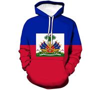 Hisayhe Sweat à capuche unisexe à manches longues avec drapeau haïtien, claire, Small