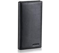 HISCOW Portefeuille Long à Deux Volets avec 15 emplacements pour Cartes de crédit - Cuir de Veau Italien, Noir, One Size, Portefeuille à Deux Volets