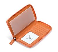 HISCOW Protège-carnet à fermeture éclair et porte-cartes avec séparateur - Cuir de veau italien, Whisky galets, One Size, Classique