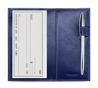 HISCOW Protège-chéquier en cuir souple avec intercalaire - Cuir de veau italien, Bleu vieilli, Taille unique, Vintage