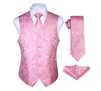 HISDEREN hommes Paisley rose gilet Floral Jacquard cravate poche carré mouchoir fête de mariage affaires Fit gilet costume ensemble 4XL