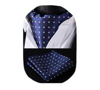 HISDERN Cravate Ascot Homme Cravates Et Mouchoir Ensemble Cravate Paisley Formelle Mariage Élégant Cravate Jacquard Foulard Ascot Homme,Bleu Royal,Taille unique