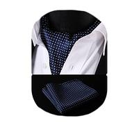 HISDERN Cravate Ascot Homme Cravates Et Mouchoir Ensemble Cravate Paisley Formelle Mariage Élégant Cravate Jacquard Foulard Ascot Homme,Bleu,Taille unique