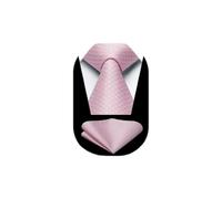 HISDERN Cravate Homme Plaid Mariage Élégant Cravates et Pochette Classique Ensemble de Cravate Mouchoir à Motif Pied-de-poule d'affaires