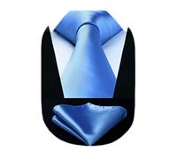 HISDERN Extra Long Bleu Couleur unie Homme Cravate Mariage Fete Cravate Mouchoirs pour Hommes Classique Cravate Classique Ensemble Carré de Poche