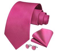 HISDERN hommes couleur unie cravate mouchoir bouton de manchette cravate ensemble formel fête de mariage cadeaux cravate pour hommes