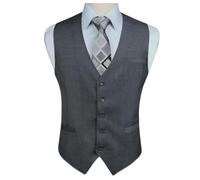 HISDERN Hommes Formelle Fete de Mariage Business Gilet Coton Couleur Unie Gilet Gris-1,Gris-1,XL