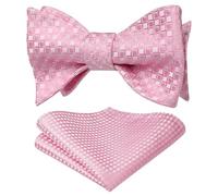 HISDERN Noeud Papillon et Pochette Homme Rose Classique Mariage Noeud Papillon Homme Élégant Affaires Formelle Fete